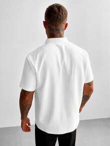 GloMan Men's Gray/White/Blue Textured Henley Collar Striped Button-Up 3 Pieces Short Sleeve Shirts, Breathable, Suitable For Vacation, Daily Wear, Golf, Street, Halloween/Christmas, Gift For Husband - Multicolor - View 7