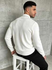 GRDR Men's Fashion Long Sleeve Sweater - Versatile Casual Knitwear - White - View 4