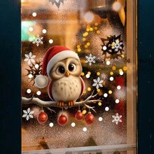 1pc Snowman Static Cling Glass Sticker, Christmas Window Decal, Xmas Glass Decor For Window, Kids Room, Glass Door, Home Holiday Ornament - Multicolor - View 10