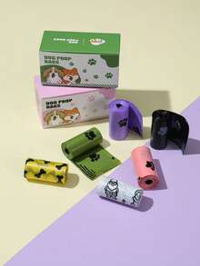 120pcs Pet Waste Bags, 8 Rolls Boxed Puppy Poop Bags, Cute Paw Print Dog Poop Storage Bags, Thickened Pet Trash Bags, Outdoor Poop Pickup Bags - View 7