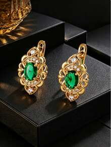 1 Pair Oval Court Style Dual-Tone Ear Cuffs, Women's Decorative Earrings For Banquet, Date, Gift - Ear Clip - View 5