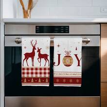 2PCS Kitchen Towels Christmas Ball & Text Christmas Reindeer Print 40*60cm Simple Style Rectangular Microfiber Kitchen Towels, Dish Cloths, Tablecloths, Hand Towels, Christmas Kitchen Decor, Home Decor, Neighbor Housewarming Gift, Perfect For Kitchen And Bathroom Use, Suitable For Housewives And Family Gathering Gifts, High Cost-Performance, Home Essential - White - View 6