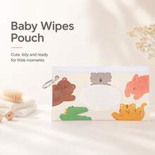 1pc Animal & Plant Cartoon Pattern Wet Wipe Storage Bag, Portable Hanging Dispenser Bag With Dust-Proof Sealed Carabiner Design, Can Be Hung On Stroller, Suitable For Home And Outdoor Use - Multicolor - View 6