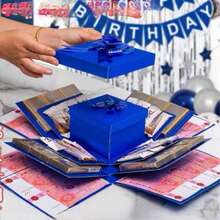 16-Piece Red/Blue Explosion Gift Box Set Surprise Gift Photo Box Creative DIY Scrapbook Album Accessories Snack Gift Couple Gift Birthday Proposal Valentine's Day, Father's Day, Graduation Party - Explosive Gift Box - View 4