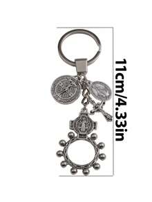 1pc Large Size Reinforced Multi-Pendant Keychain, Ring Rosary Keychain, Auspicious Keychain Ornament, Suitable For Bag Decoration - Multicolor - View 8