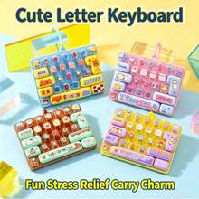 26-Key Stress Relief Keyboard Toy Keychain, Large Size Fingertip Press Creative Toy Keyboard Pendant - Suitable As Small Gifts For Holiday Parties, 26-Key Animal Diary Mini Keyboard Stress Relief Toy Keychain, Cute Cartoon Animal Clickable Sensory Stress Relief Toy, Portable Pressure Relief Button Toy Bag Pendant, Anxiety Relief Gift (Letter Pattern Randomly Matched/Color Difference Is Normal/Randomly Sent) - Multicolor - View 5