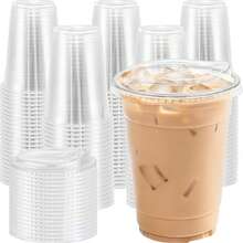 1/10pcs Transparent Cups With Direct Drinking Lid, Transparent Design, Suitable For Coffee, Smoothie, Soda, Party Drinks, Bubble Tea And Iced Drinks, Party Drinks Transparent Beverage Cups, Safety Lid Function, - Clear - View 7