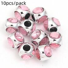 10pcs/Pack Zinc Alloy Three-Sided Rhinestone Large Hole Beads 11mm Elegant Palace Style Colorful Spacer Beads For Bracelet Necklace Keychain Phone Pendant Handmade DIY Earring Hair Accessory Jewelry Findings - Three-sided Rhinestone Beads - View 11
