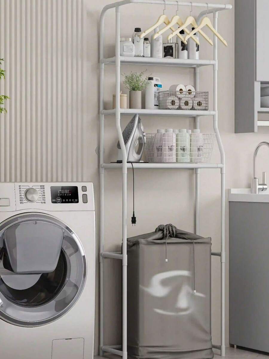 1 pieza Estantería de almacenamiento para baño, adecuada para lavadora y secadora - Estantería de almacenamiento multifuncional de pie, puede almacenar toallas y suministros de limpieza, estantería de almacenamiento para baño, estantería de almacenamiento para inodoro, estantería de almacenamiento para lavadora de tambor, estantería de almacenamiento de pie, estantería de almacenamiento sin taladro, estantería de almacenamiento móvil multifuncional para el hogar, vida en el hogar - Multicolor - Ver 1