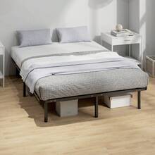 3ft Single Bed Frame, Metal Platform Bed Frame With 2 X 14 Wood Slats, No Box Spring Needed, Underbed Storage, Black On-Site - Black + Steel - View 8