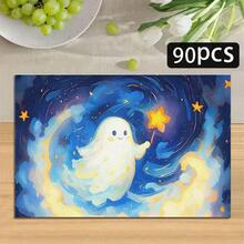 1/4/6pcs Halloween Series Starry Night Cute Ghost Pattern Printed Placemats, Heat Resistant Table Mats For Home Kitchen/Dining Table Protection, Party Scene Decoration - Multicolor - View 15