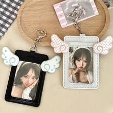 Ins Wing Double Layer Leather Card Holder, ID Badge Holder, Access Card, Campus, Fan, Bus, Meal Card Protective Sleeve - A - View 11
