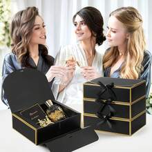 10pcs - Black Gift Box With Lid, Approx (27x20x8)Cm Groomsman Proposal Box, Luxury Black Gift Box With Ribbon For Wedding Box, Birthday Box, Party Box, Christmas Box, Bridesmaid Box, Back To School Gift Box, Graduation Gift Valentine's Day Gift Box - Multiple Styles - View 8