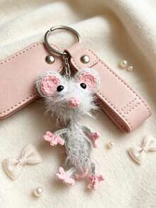 Cute Mouse Bag Charm, Creative Car Key Chain Pendant, Backpack Pencil Case Charm, Kawaii Bag Charm, Suitable As Gift For Friends, Sisters, Couples, Back To School Season Gift, Y2K Girl Style Gift (Handmade, Duck, Mouse) - Grey - View 2