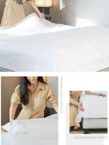 4pcs Disposable Portable Travel Bedding Set, Hotel Disposable Bedding, Business Travel Bedding, Essential Bedding For Travel Hotels, Hospitals, Trains And Camping, Disposable Bedding Set, Large Size Disposable Travel Bed Sheets, Use And Discard After Use - White - View 8