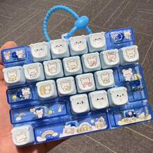 1pc Cute Bear Mini Keyboard Fidget Keychain Toy,Clickable Simulation Keyboard Bag Pendant,Multi‑Color Collectible Desktop Ornament,Holiday Party Gift For Teens & Adults - Multicolor - View 5