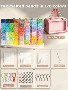 2.6mm Mini Fuse Beads With Making Tools And Storage Bag, DIY Ironing Perler Beads, Perler Beads, Fusion Beads, Perler Beads, Suitable For Jewelry Making, Pixel Art Perler Earrings, Handmade Pendants, Decorative Items Making Beads - Perler Bead Set Includes Making Tools + Storage Bag - View 9