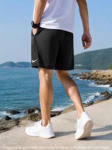 Nike Men's Sports Shorts Knit Shorts Casual Athletic Dark Pattern Breathable Football Training Shorts IR8429-010 - Black - View 2