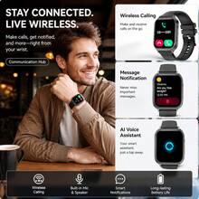 JIAYAOO Popular 1.83 Inch Touch Screen Smartwatch, Unisex, High-Definition Call Quality, Step & Calorie Tracking, Music & Message Notifications, 100+ Fitness & Sports Functions, Compatible With Android & Mobile Phones - View 4