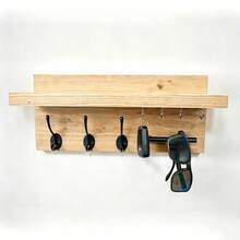 12 Inch Wooden Key Rack With Mail & Sunglass Holder, Room Decor, Bedroom Decor For Bedroom Kitchen Bathroom, Wall‑Mounted Entryway Organizer With Multiple Hooks, Versatile Home Deccor For Wall Storage Decoration - View 12