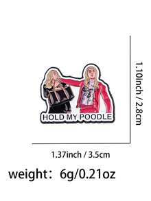 1pc American Retro Fun Bestie Badge "Holding My Poodle" Humorous Character Social Meme, Versatile Creative Badge Suitable For Denim Jackets, Hoodies And Bags - Multicolor - View 6