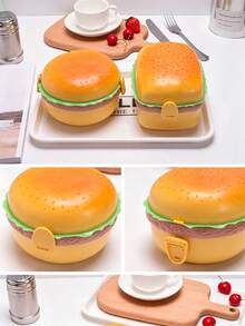 Portable Hamburger Lunch Box Leak-Proof Cover, School Office Plastic Food Container, Picnic, Children Student Lunch Box, Microwave Bento Box - Multicolor - View 1