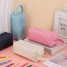Tempat Pensil Dua Lapis Kapasitas Besar, Bahan Kain Oxford Tahan Lama, Desain Ritsleting Ganda, Tas Penyimpanan Alat Tulis Multifungsi Portabel, Pengatur Meja Praktis, Cocok untuk Penggunaan Kantor Sehari-hari, Perlengkapan Belajar Penting Klasik untuk Kembali ke Sekolah - Sepotong Tunggal - View 7
