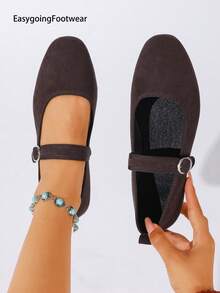 All-Season Round Toe Flat Shoes Suede Vintage Elegant Nude Breathable Comfortable Commute Shopping Multi-Style Mix And Match Low Vamp Women's Shoes - Coffee Brown - View 5