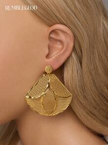 1 Pair Luxury Exquisite Shell Middle Eastern Pattern 24K Gold Plated Earrings, Suitable For Women, Girls, Wedding, Daily Wear, Without Packaging Box - Gold - View 7