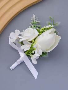 1pc Mori Style Men's Fashion Boutonniere, Suitable For Wedding, Party, Holiday Accessory - Multicolor - View 4