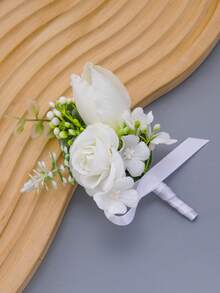 1pc Mori Style Men's Fashion Boutonniere, Suitable For Wedding, Party, Holiday Accessory - Multicolor - View 3