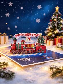 Personalized 3D Pop-Up Christmas Card (Includes Envelope & Message Card) Vintage Fireplace Santa Claus Reading Letter Design, Foldable Premium Paper Craft, Holiday Greeting Card, Suitable For Family, Relatives & Friends, Christmas Table Decor, Holiday Christmas Keepsake Gift, For Holiday Greetings - Single Piece - View 3