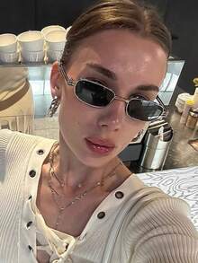 1 Pair Unisex Fashionable Retro Vintage Old Money Style Square Metal Glasses - Multicolor - View 3