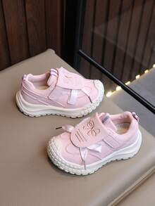 新款秋季透氣兒童跑步運動鞋 女孩刺繡厚底運動鞋 大童蝴蝶結兒童鞋 - 粉色 - 查看 6