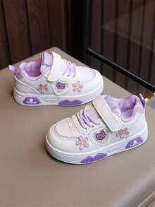 Kids' New Autumn Breathable Running Sports Shoes, Girls' Embroidered Chunky Sneakers With Bowknot For Big Kids - Purple - View 4