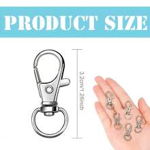 1/10/50/100pcs Keychain Hooks Clips (32mm), Rotating Lobster Claw Metal Swivel Key Chain Clips, Suitable For Keychain Making, DIY Crafts, Pet Collars (Silver) - Lobster Claw Keychain - View 1