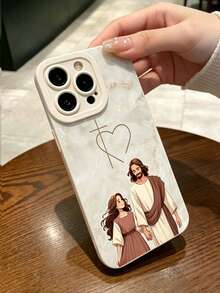 Fashionable Personalized Minimalist Religious Cross Marble Pattern Colorful Painted Anti-Drop Phone Case, Compatible With IPhone18/18Pro/18ProMax/17/17Pro/17ProMax/16/16Pro/16ProMax/15/14/13/12/11 - Multicolor - View 4