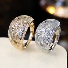 1pc Minimalist Geometric Semi-Circular Symmetrical Design Cubic Zirconia Inlaid Women's Ring - Multicolor - View 4