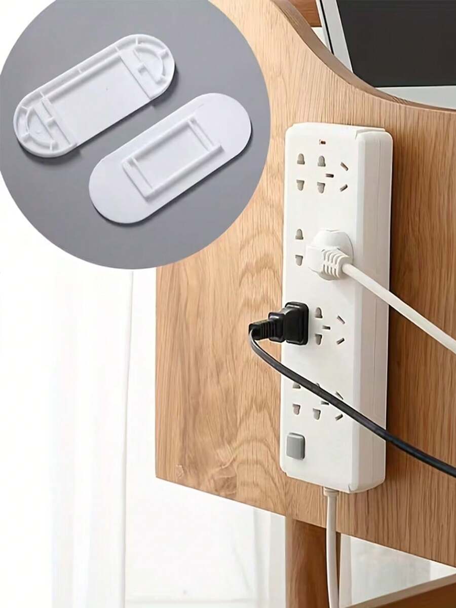 5件裝高級壁掛式電源接線板收納架，多功能電源板掛鉤，免鑽孔自黏式安裝，強力省空間線材管理，適用於WiFi路由器、桌面收納、宿舍、廚房、浴室、臥室、辦公室