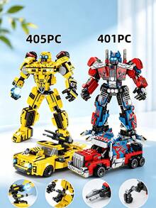 401PC/405PC Building Blocks, Transformable Robot Car 2-In-1 Model Building Toy, Ideal Independence Day/Christmas/Halloween/Thanksgiving/Birthday/Gift - Multicolor - View 2