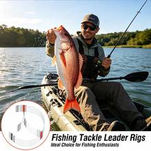 10Pcs Nylon-Coated Stainless Steel Fishing Wire Leaders Set, Surf Casting Bottom Line 1-Arm/2-Arm, Suitable For Flounder And Bass - FA125-10 Pieces - View 3