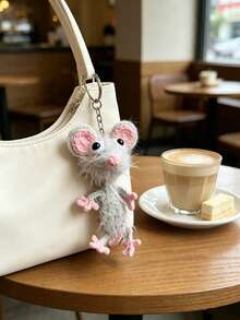 Cute Mouse Bag Charm, Creative Car Key Chain Pendant, Backpack Pencil Case Charm, Kawaii Bag Charm, Suitable As Gift For Friends, Sisters, Couples, Back To School Season Gift, Y2K Girl Style Gift (Handmade, Duck, Mouse) - Grey - View 9