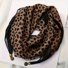 Women's Leopard-Print Scarves, Fashionable Neck Warmers, Chiffon Square Scarves For Spring, Summer, Fall, And Winter, Versatile And Warm Neck Warmers - Multicolor - View 3