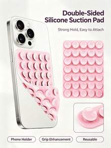 1pc Thickened Square 40‑Cup Double‑Sided Silicone Suction Pad, Non‑Slip Holder For Phone & Power Bank - Conventional - View 1