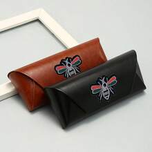Vintage Handmade Glasses Box, Myopia Fashion Glasses Storage Box, High-End Elegant PU Leather Eyewear Case, All Seasons - Brown - View 7