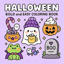 1pc Halloween Coloring Book For Kids And Adults, Bold And Easy To Color, Suitable For Gothic Lovers, Back To School Season Birthday Or Holiday Gift, Perfect For Birthday, Halloween, Christmas And Other Holiday Party Relaxation Gift - Halloween Coloring Book - View 7