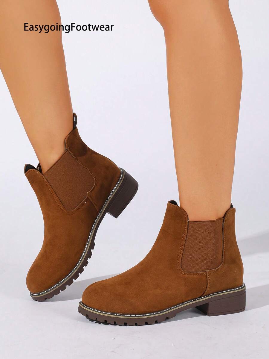 2025 Autumn/Winter Women's Ankle Boots Fashionable Matching With Jeans - Brown - View 1