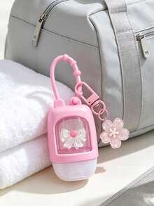 Botol Isi Ulang Pembersih Tangan Motif Bunga Sakura dengan Gantungan Kunci Pita, Anti Bocor, Cocok untuk Perjalanan dan Sekolah - MultiWarna - View 9
