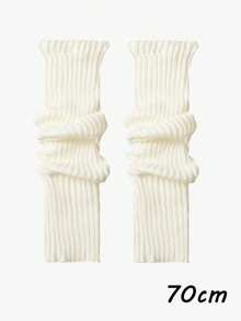 1 Pair Women's Vertical Striped Slouch Leg Warmers, Warm Knitted Leg Warmers, Thickened Versatile Leg Covers For Autumn/Winter - Multicolor - View 10