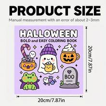 1pc Halloween Coloring Book For Kids And Adults, Bold And Easy To Color, Suitable For Gothic Lovers, Back To School Season Birthday Or Holiday Gift, Perfect For Birthday, Halloween, Christmas And Other Holiday Party Relaxation Gift - Halloween Coloring Book - View 4